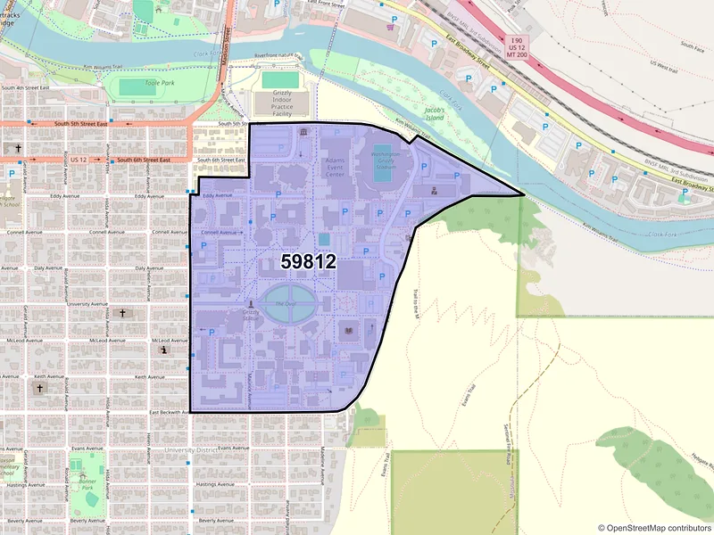Map of ZIP Code 59812 — Missoula, MT
