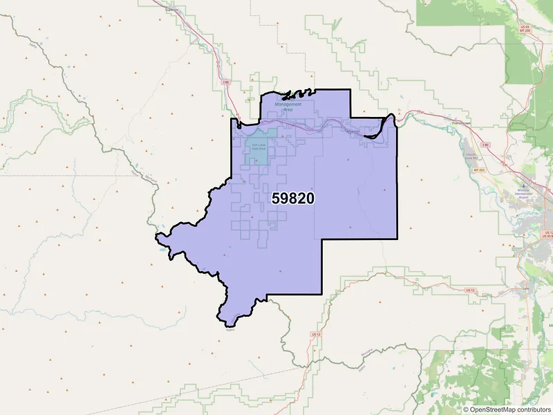 Map of ZIP Code 59820 — Alberton, MT