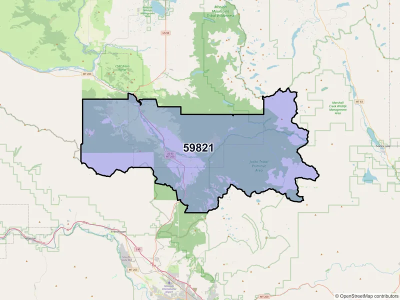 Map of ZIP Code 59821 — Arlee, MT