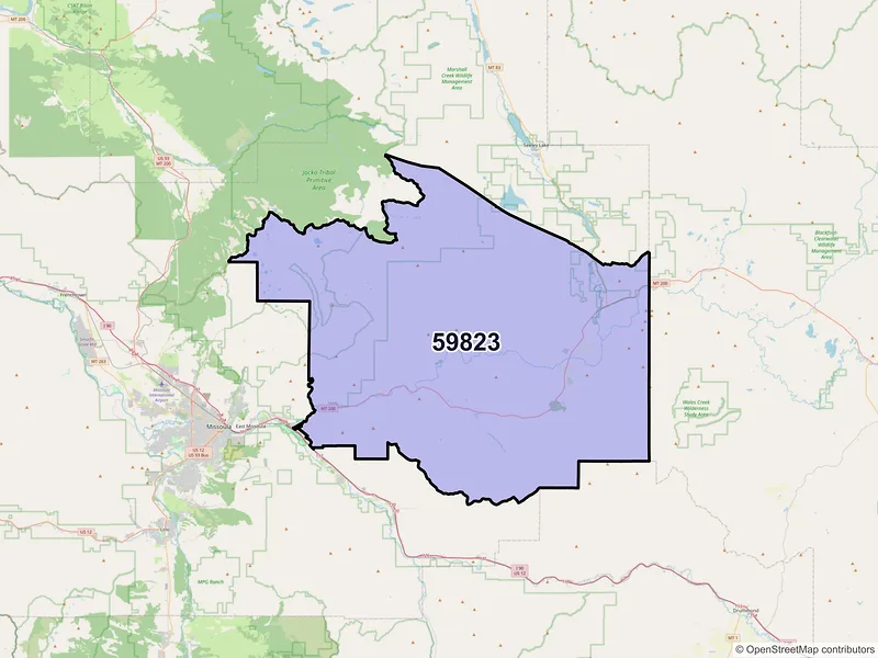 Map of ZIP Code 59823 — Bonner, MT