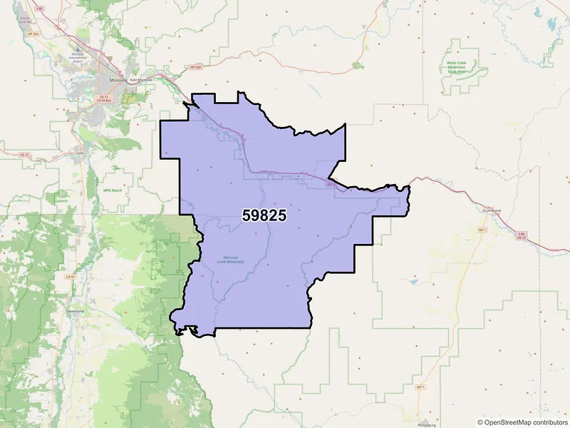 Map of ZIP Code 59825 — Clinton, MT