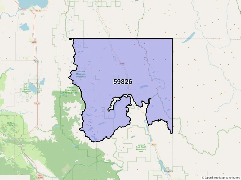 Map of ZIP Code 59826 — Condon, MT