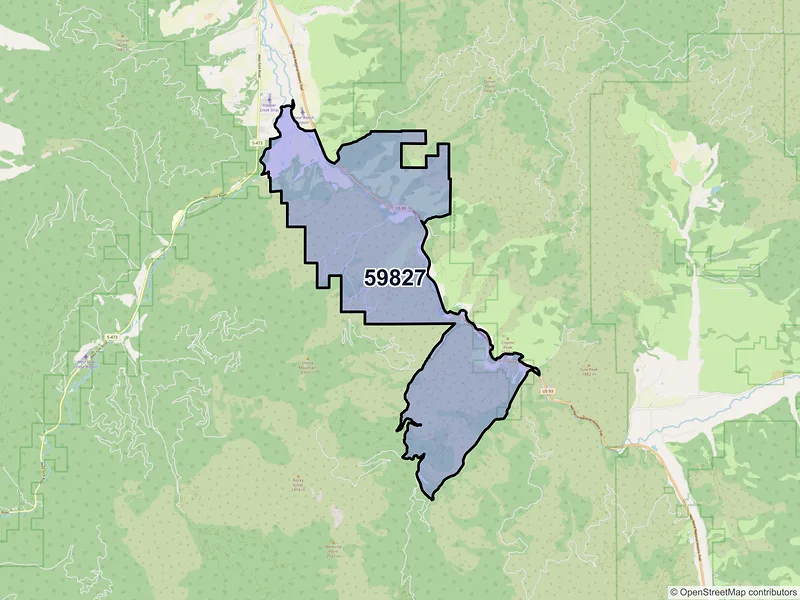 Map of ZIP Code 59827 — Conner, MT