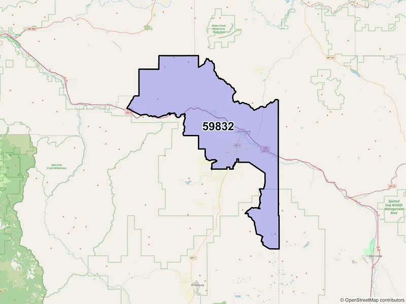 Map of ZIP Code 59832 — Drummond, MT