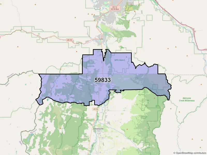 Map of ZIP Code 59833 — Florence, MT