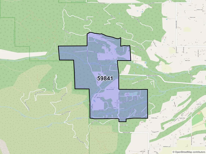 Map of Pinesdale, Montana and ZIP codes