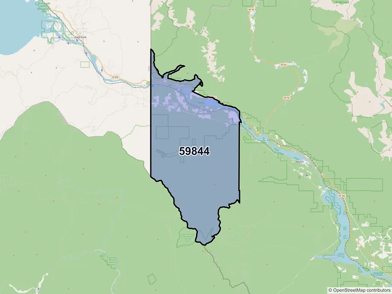 Map of ZIP Code 59844 — Heron, MT