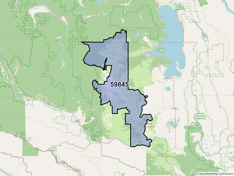 Map of ZIP Code 59845 — Hot Springs, MT