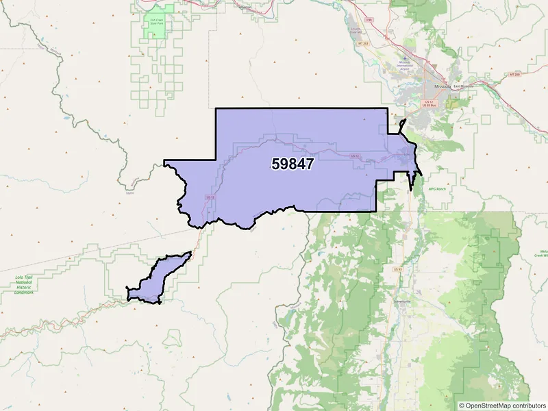 Map of ZIP Code 59847 — Lolo, MT