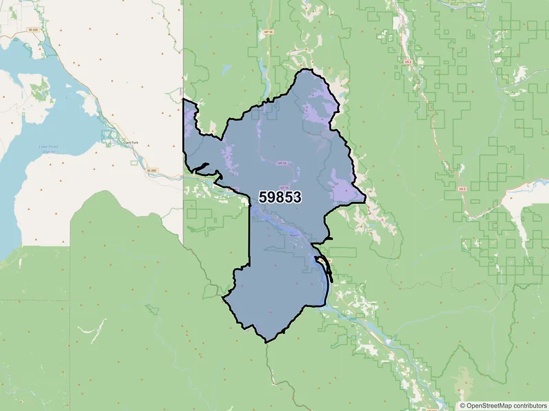 Map of ZIP Code 59853 — Noxon, MT