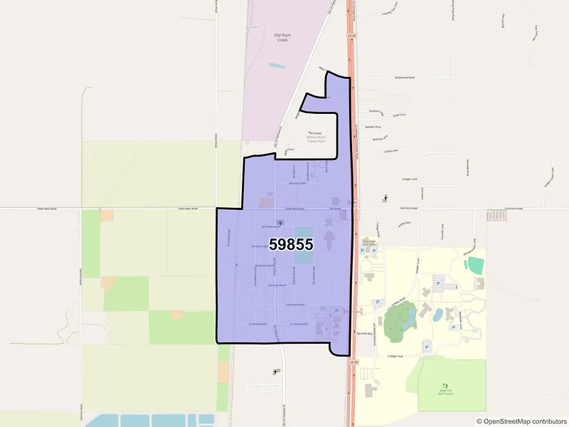 Map of Pablo, Montana and ZIP codes