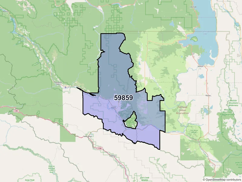 Map of ZIP Code 59859 — Plains, MT