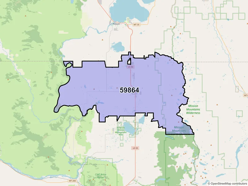 Map of ZIP Code 59864 — Ronan, MT