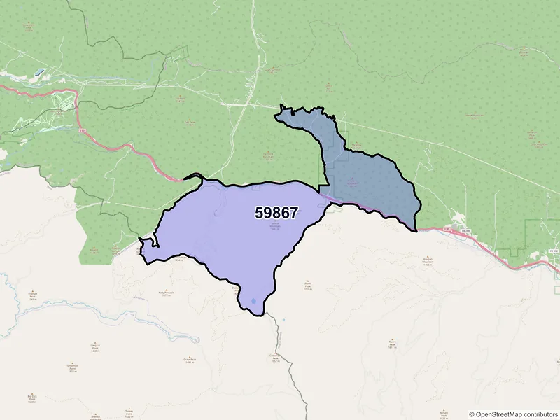 Map of Saltese, Montana and ZIP codes