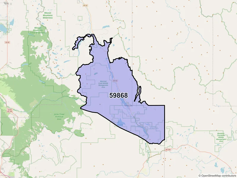 Map of ZIP Code 59868 — Seeley Lake, MT