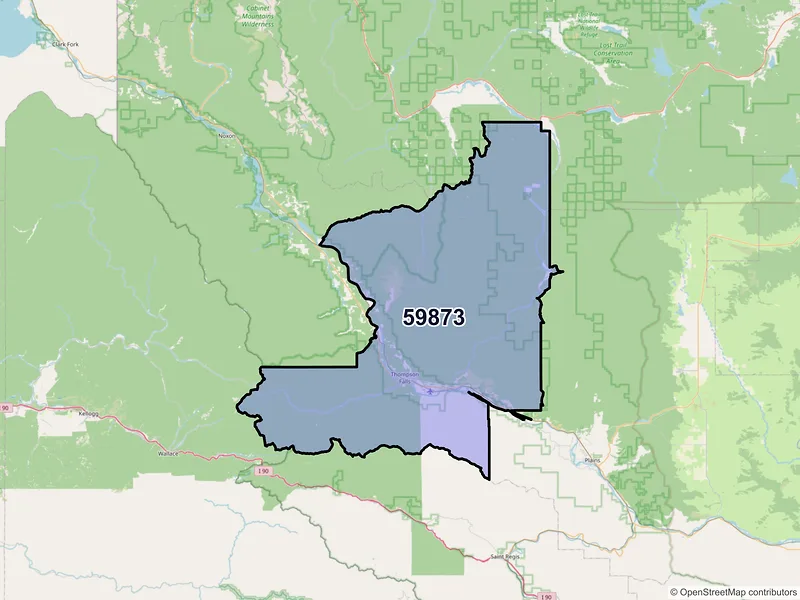 Map of ZIP Code 59873 — Thompson Falls, MT