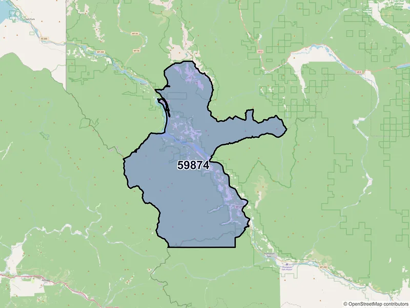 Map of ZIP Code 59874 — Trout Creek, MT
