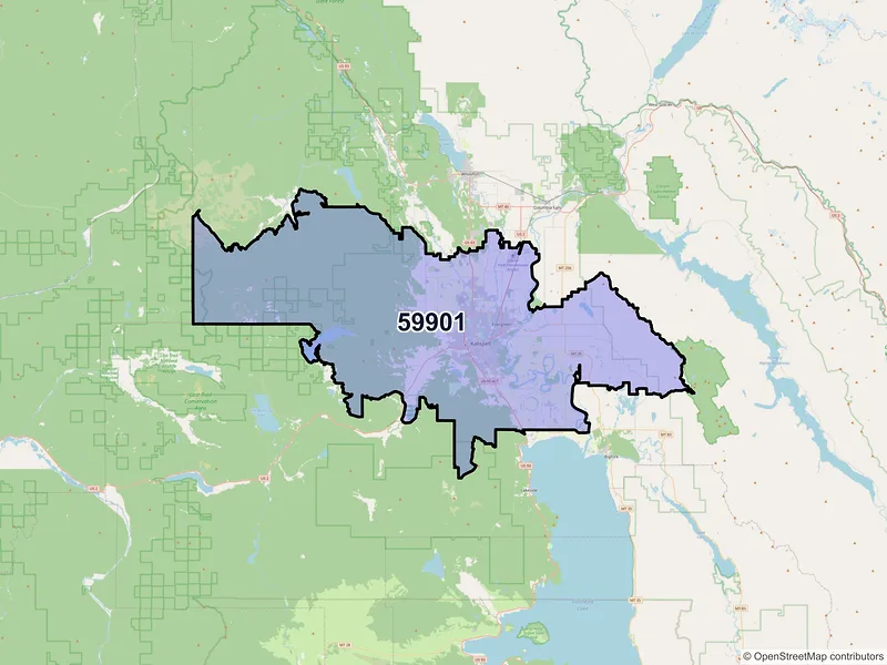 Map of ZIP Code 59901 — Kalispell, MT