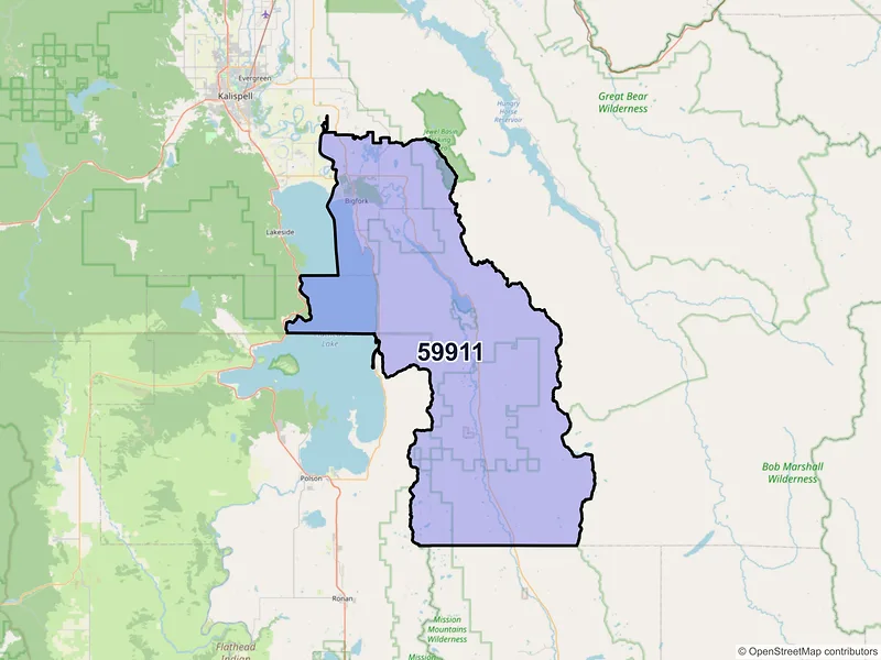 Map of ZIP Code 59911 — Bigfork, MT