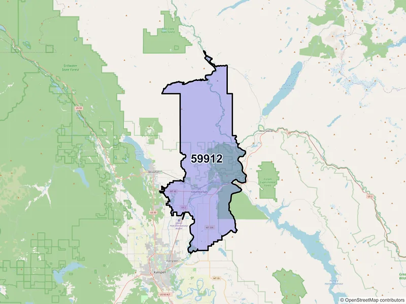 Map of ZIP Code 59912 — Columbia Falls, MT