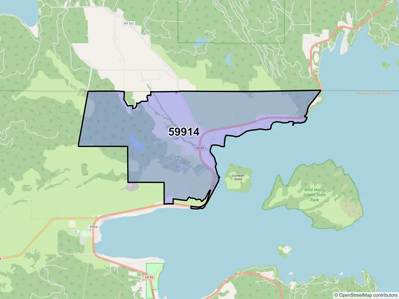 Map of ZIP Code 59914 — Dayton, MT
