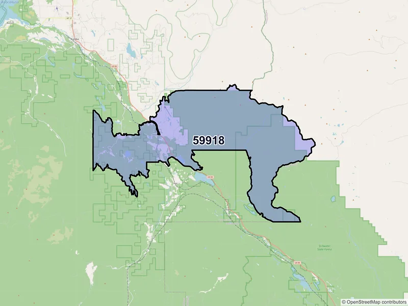 Map of Fortine, Montana and ZIP codes