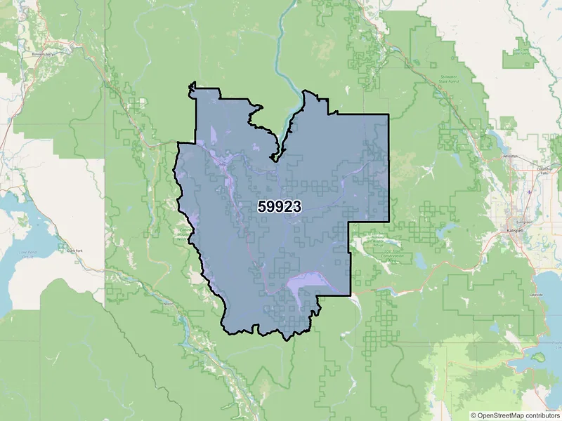 Map of ZIP Code 59923 — Libby, MT