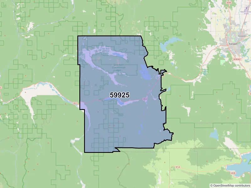 Map of ZIP Code 59925 — Marion, MT