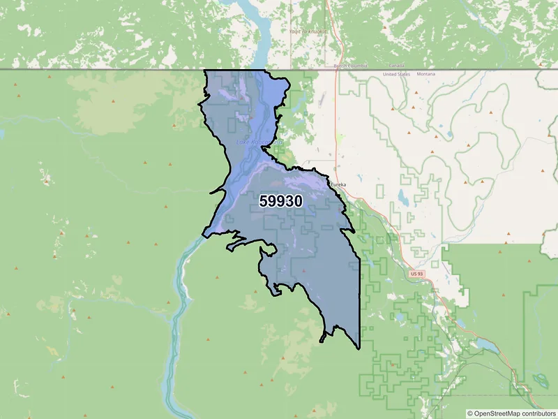 Map of ZIP Code 59930 — Rexford, MT