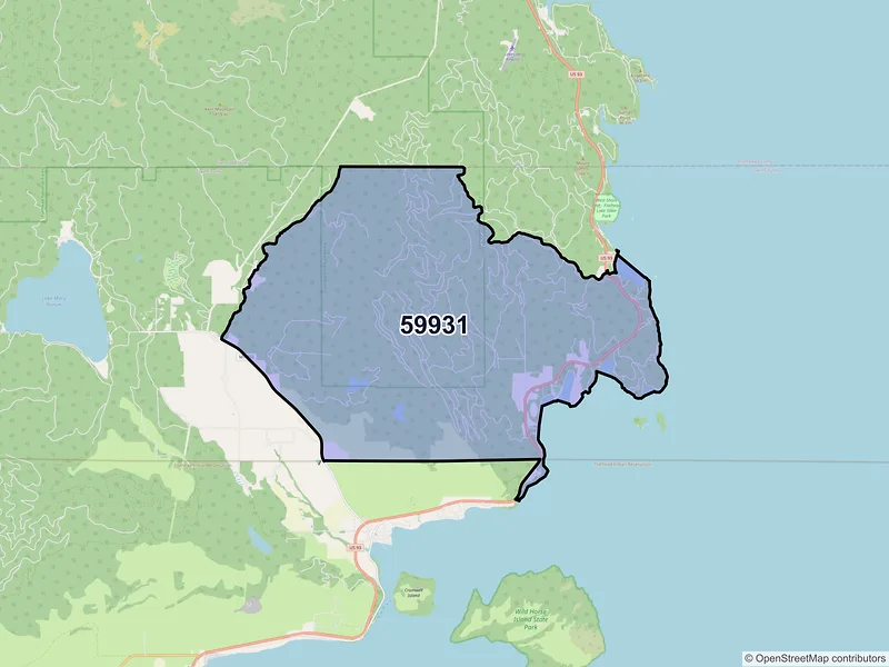 Map of ZIP Code 59931 — Rollins, MT