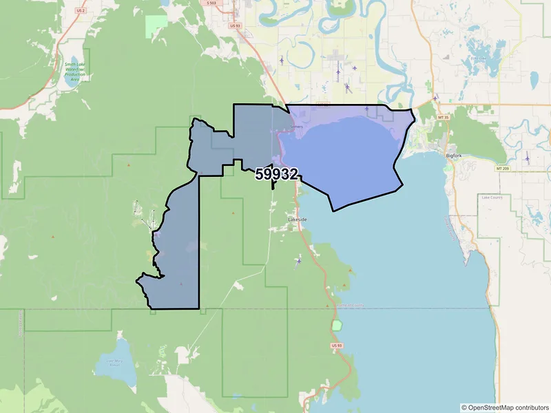 Map of ZIP Code 59932 — Somers, MT