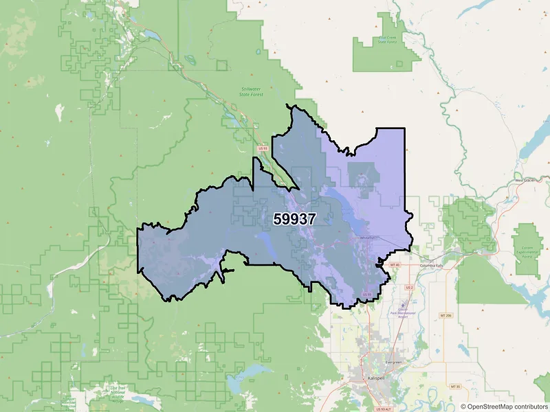 Map of ZIP Code 59937 — Whitefish, MT