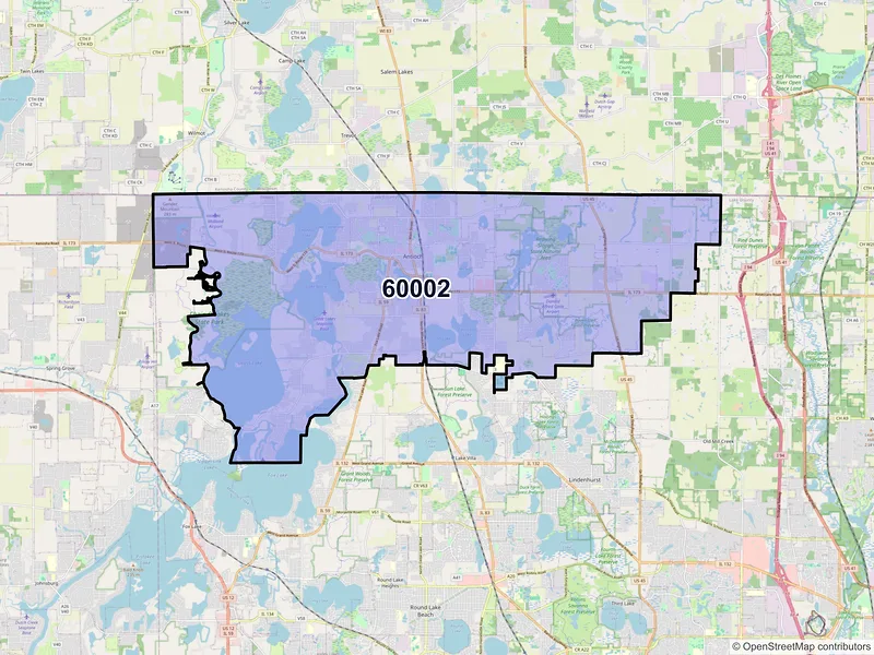 Map of ZIP Code 60002 — Antioch, IL