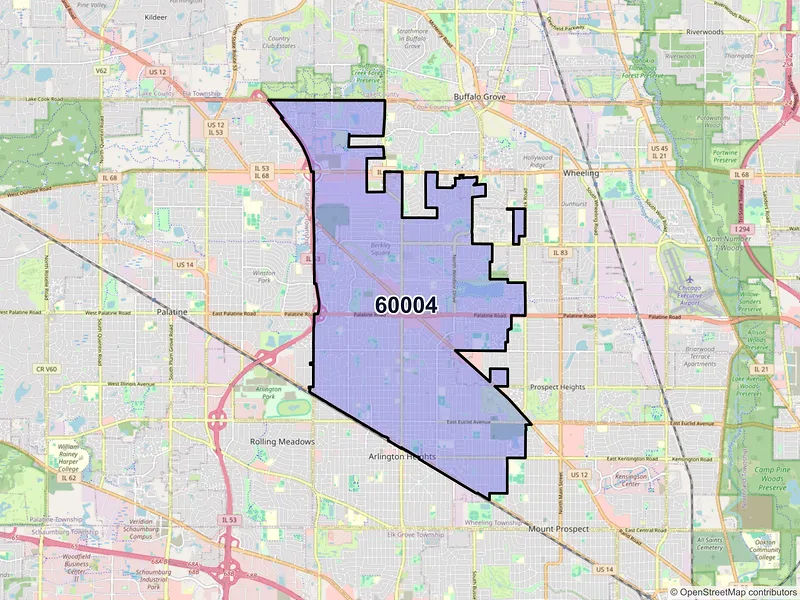 Map of ZIP Code 60004 — Arlington Heights, IL