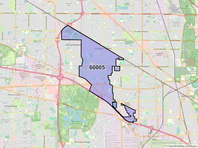 Map of ZIP Code 60005 — Arlington Heights, IL