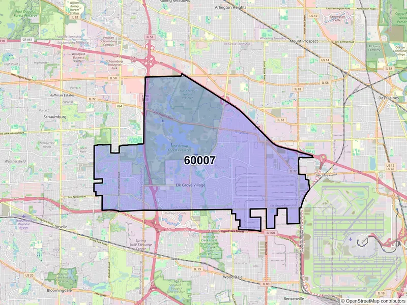 Map of ZIP Code 60007 — Elk Grove Village, IL