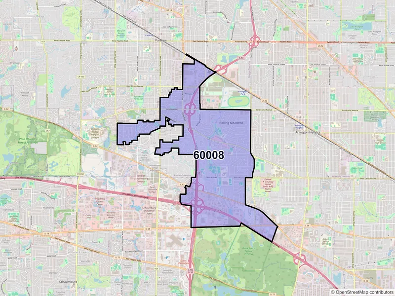 Map of ZIP Code 60008 — Rolling Meadows, IL