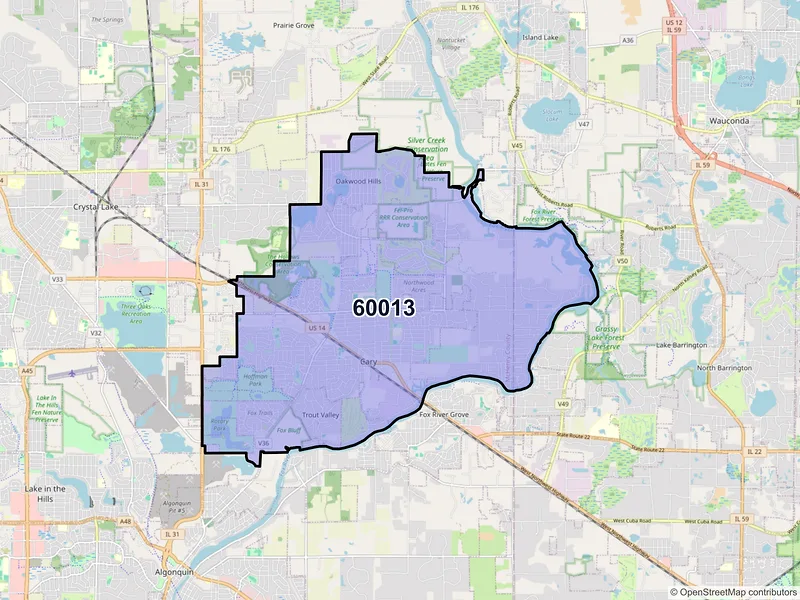 Map of ZIP Code 60013 — Cary, IL