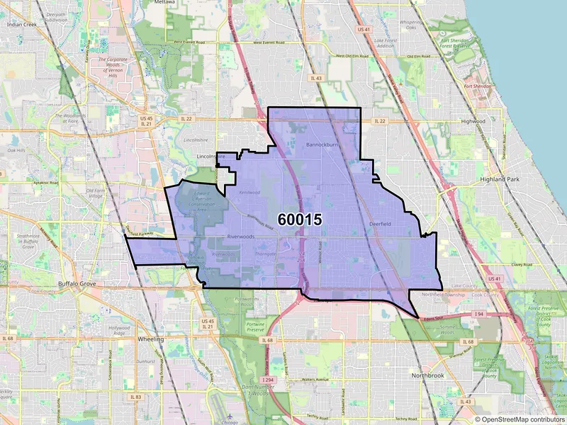 Map of ZIP Code 60015 — Deerfield, IL