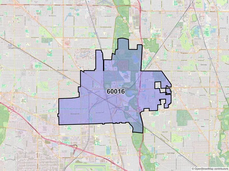 Map of ZIP Code 60016 — Des Plaines, IL