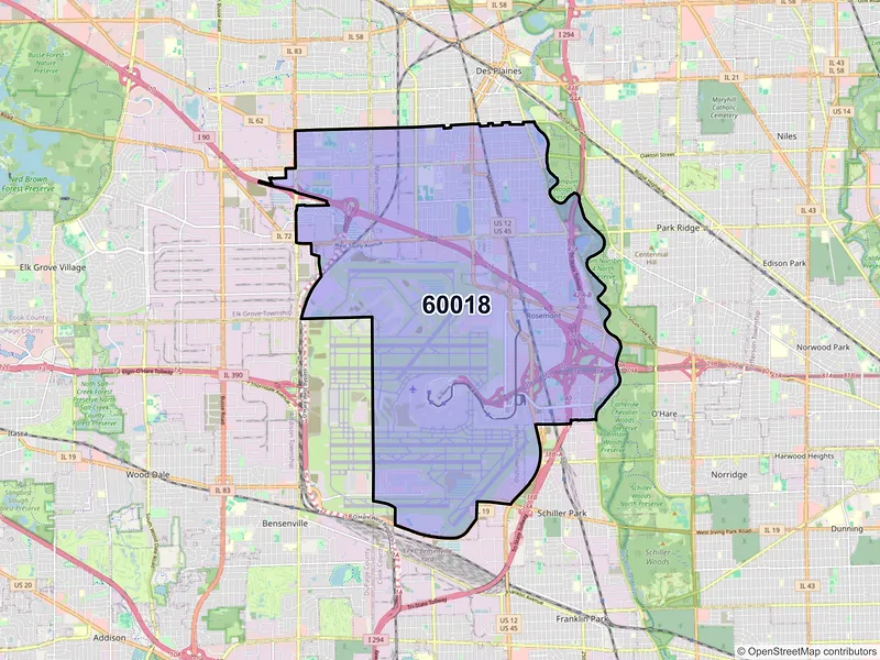 Map of ZIP Code 60018 — Des Plaines, IL