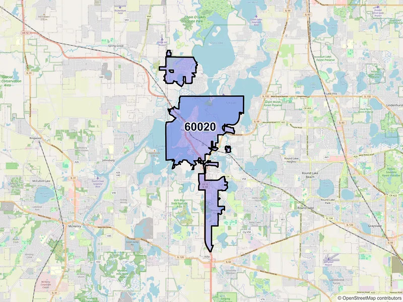 Map of ZIP Code 60020 — Fox Lake, IL