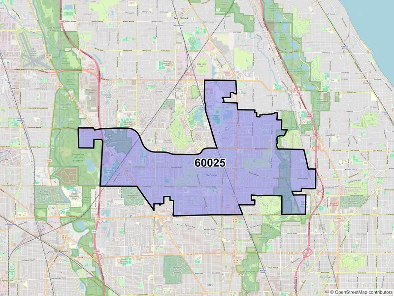 Map of ZIP Code 60025 — Glenview, IL