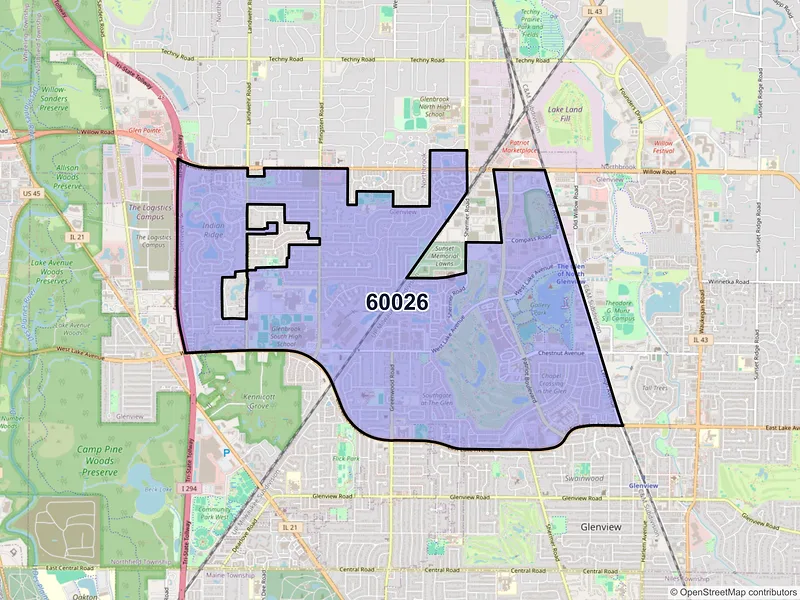 Map of ZIP Code 60026 — Glenview, IL