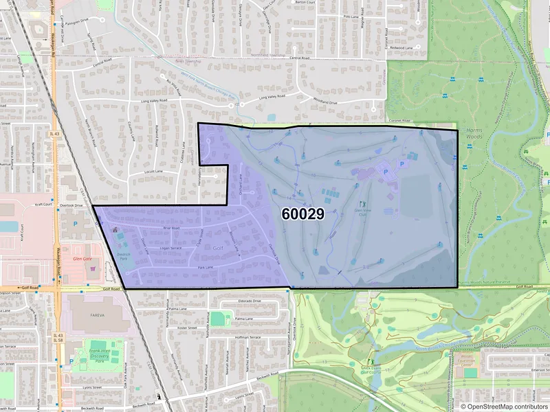 Map of Golf, Illinois and ZIP codes