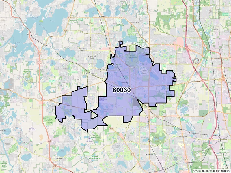 Map of ZIP Code 60030 — Grayslake, IL