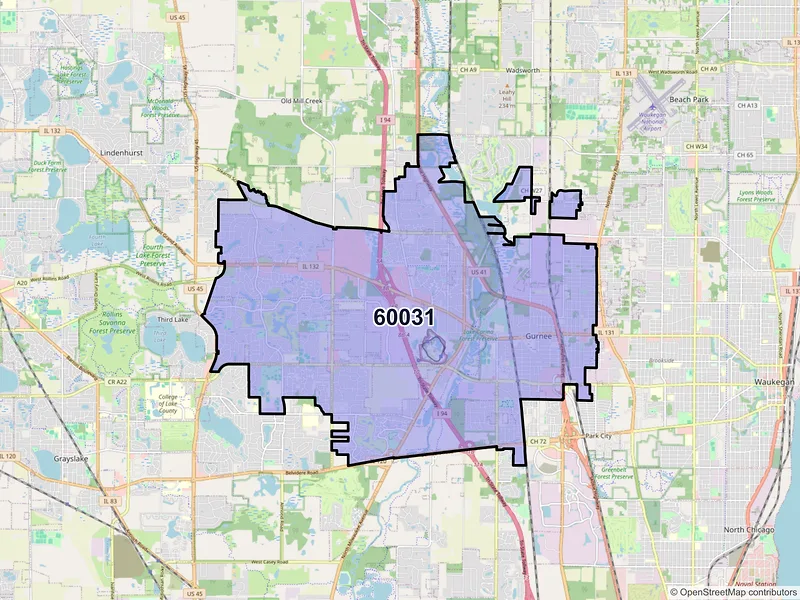 Map of ZIP Code 60031 — Gurnee, IL