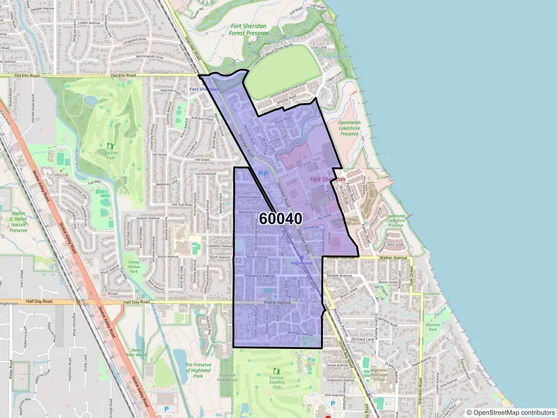 Map of Highwood, Illinois and ZIP codes