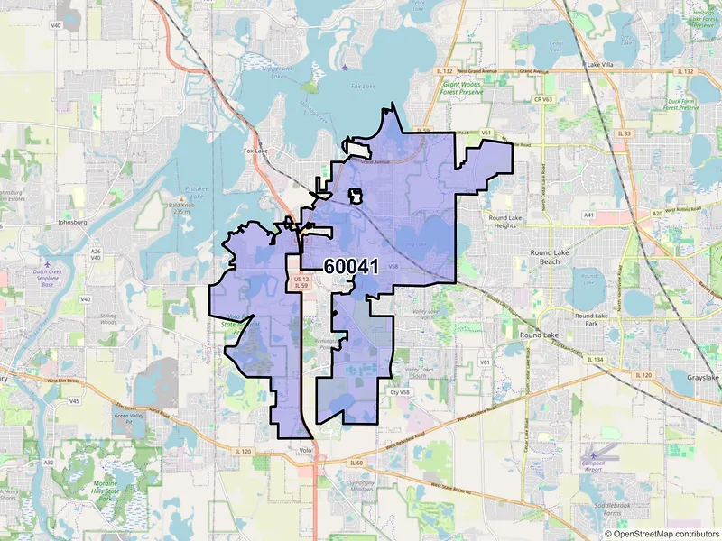 Map of ZIP Code 60041 — Ingleside, IL