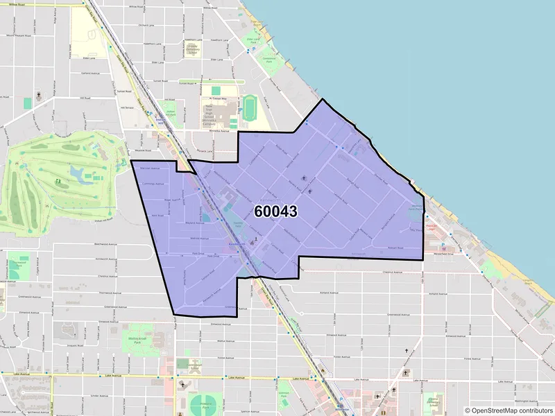 Map of ZIP Code 60043 — Kenilworth, IL